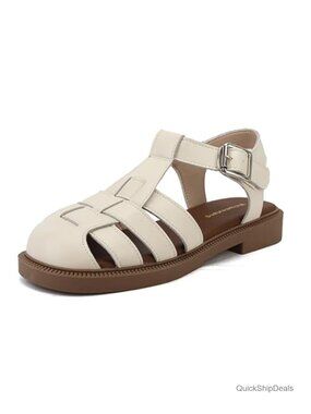 Closed Toe Fisherman Sandals with PU Upper & Ankle Strap